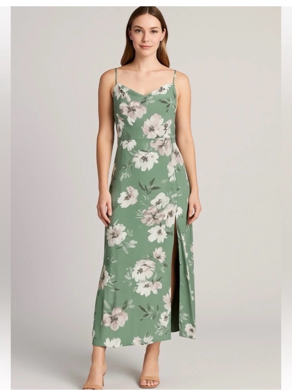 Abercrombie & Fitch Green Floral Slip Maxi Dress